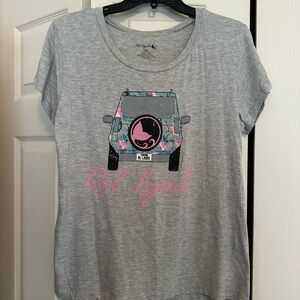 Reel Legends Gray and Pink Short Sleeve Tee
